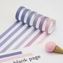 6Pcs Rainbow Candy Color Washi Tape Set, DIY Decorative Journal Sticker Tape Student Craft Stationery - Multiple Styles - View 7
