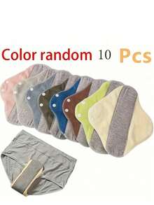 10pcs Washable Cotton Panty Liners, Reusable Pads For Underwear, Alternative To Disposable Sanitary Pads/Liners - View 6