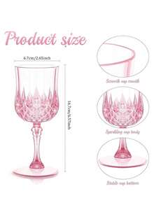 12/6/1pc Vintage Embossed Reusable Wine Cups, Durable Cups, Juice Cups, Transparent Plastic Champagne Cups, Transparent Plastic Champagne Flute Cups, Suitable For Parties, Vintage Embossed Reusable Plastic Cups, Juice Cups Suitable For Parties & Weddings - Multicolor - View 12