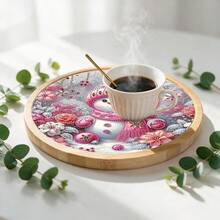 Exquisite Winter Christmas Snowman DIY Diamond Painting Tray, DIY Special Shape Acrylic Diamond Handmade Tray, Asymmetrical Shape, Suitable For Home Decor, Parties, Fine Tableware For Guest Use And Daily Home Use, Perfect Choice For Holiday Party Gifts - View 3