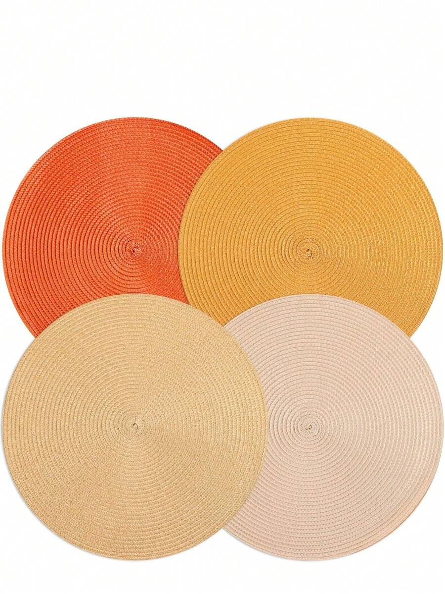 Autumn Round Placemats Table Mats Suitable For Dining Room Kitchen Table Thanksgiving Decor Natural Woven Heat-Resistant Placemats 15 Inch Pot Trivet - Round - View 1