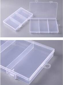 1pc Transparent Plastic PP 3-Compartment Rectangular Box With Lid, Fishing Tackle Parts, Jewelry, Tools, Fishing Accessories Packaging Storage Box, 3-Compartment Sewing Tools Storage Box, Transparent Plastic Electronic Components Accessories, Fishing Tackle Jewelry PP Box, Rectangular Box - Clear - View 9