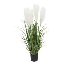 YUNRUX Artificial Plants, Decorative Potted Grass, Tall Artificial Grass With Reed Flowers - Green - View 4