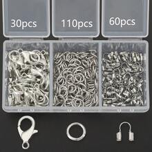 200pcs DIY Jewelry Parts Set Including Closed Jump Rings, U-Shaped Clasps, Lobster Clasps, Suitable For Handmade Weaving DIY Jewelry, Necklaces, Bracelets, Bag Charms, U-Shaped Positioning Line Tubes, Pendant Chain End Clasps, DIY Jewelry Making Materials - Lobster Claw Clasp & Jump Ring & U-shaped Clasp - View 13