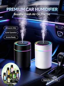 180ml Mini Car Humidifier With Romantic Colorful LED Ambient Night Light, Large Mist Output, Quiet Operation, Auto Timer, 2 Working Modes, Compatible With Essential Oils (6 Fragrance Options), Car And Home Dual-Use Ultrasonic Aromatherapy Diffuser, Compact And Portable, USB Powered, Suitable For Car, Office, Bedroom, Living Room, Study, Bathroom - A - View 2
