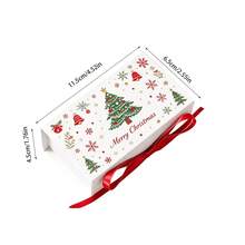9/30/60pcs Merry Christmas Gift Boxes With Ribbon And Stickers, Xmas Tree Snowflake Printed Rectangle Present Box, Luxury Flip Top Candy Cookie Packaging Box For Holiday Chocolate Biscuit Wedding Favor - Multicolor - View 3