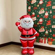 1/2pcs 154.94cm Standing Santa Claus Foil Balloon 3D Decoration Christmas Atmosphere Decor Large Balloon Holiday Atmosphere Decoration Indoor Outdoor Setup - Waving Santa Claus - View 3