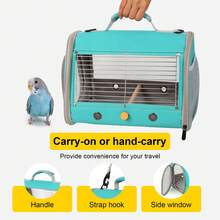 Breathable Parrot Travel Carrier Cage With Stainless Steel Mesh Panel, Lightweight Bird Carrying Bag For Outdoor And Vet Visits - Multicolor - View 8