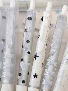 4pcs Polka Dot, Star, Bow Tie Black Retractable Pens, Smooth Writing 0.5mm Ballpoint Pens Suitable For Students - Multicolor - View 5