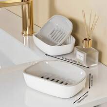 1 Soap Box With Double-Layer Drainage And Automatic Water Drainage, Easy To Clean, Suitable For Home Bathrooms And Kitchens, High-End Design, A Must-Have For Home Decoration, And A Great Gift Choice - Double-layer Soap Dish - View 2