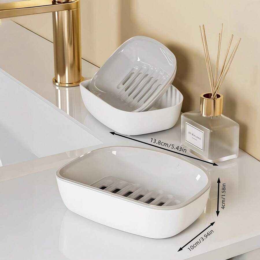 1 Soap Box With Double-Layer Drainage And Automatic Water Drainage, Easy To Clean, Suitable For Home Bathrooms And Kitchens, High-End Design, A Must-Have For Home Decoration, And A Great Gift Choice