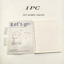 1PC Happy Puppy Loose Leaf Notebook - Random Style - Detachable Diary Notebook INS Style High Aesthetic Notebook - Minimalist High School Student Notepad School Supplies - A - View 13