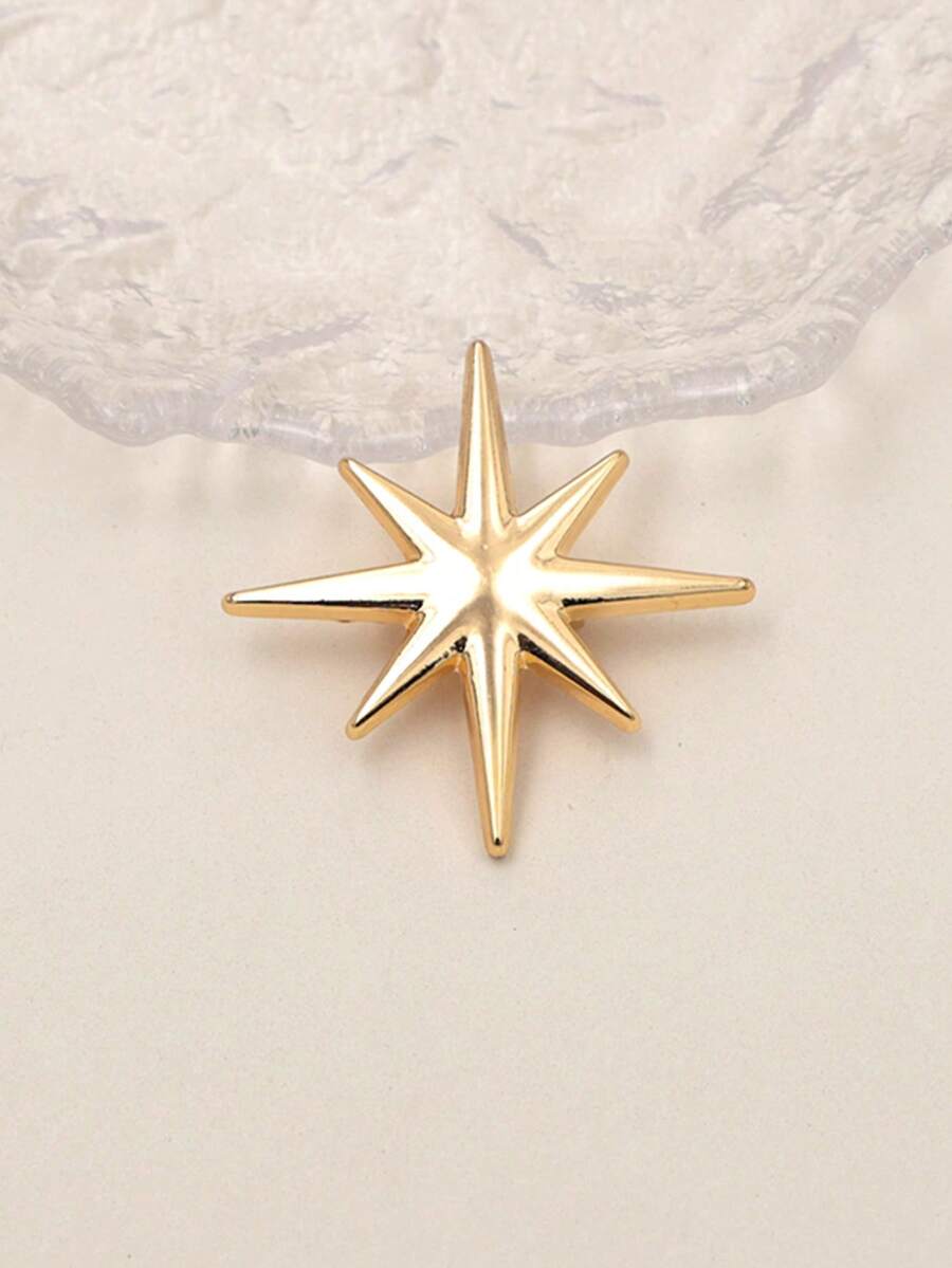 1pc Fashion Minimalist Shiny Metal Brooch, Daily Wear Anti-Exposure Pin Corsage - Multicolor - View 1