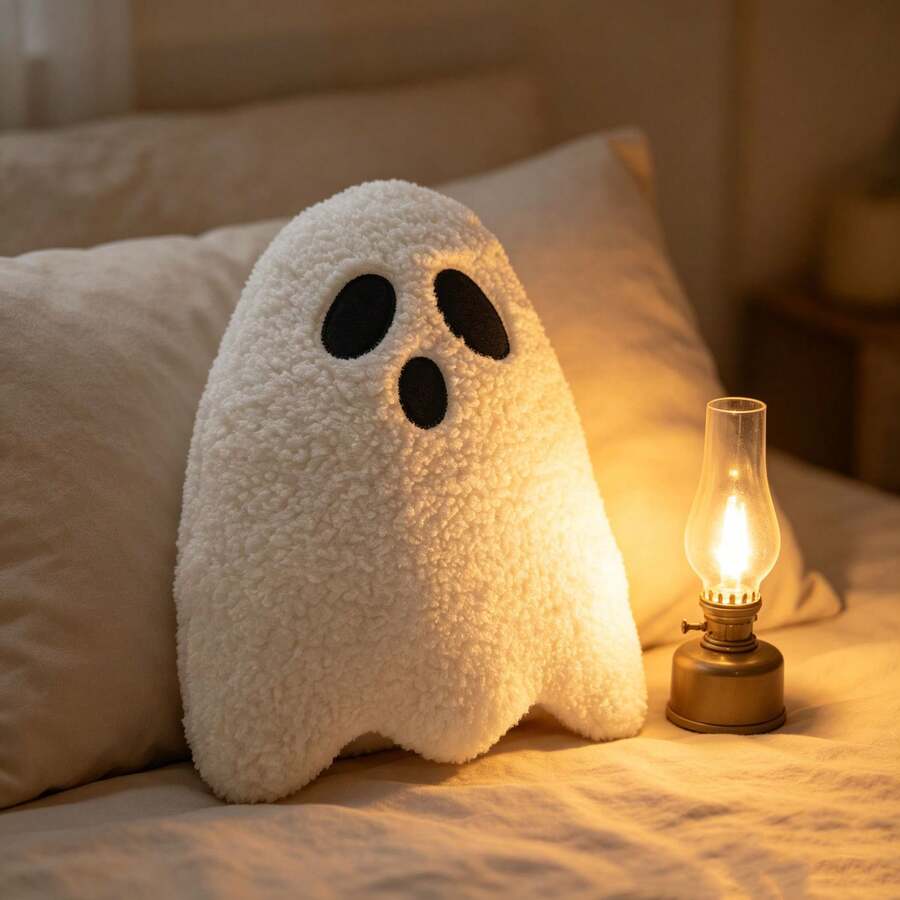 Halloween White Ghost Plush Pillow - Multicolor - View 1