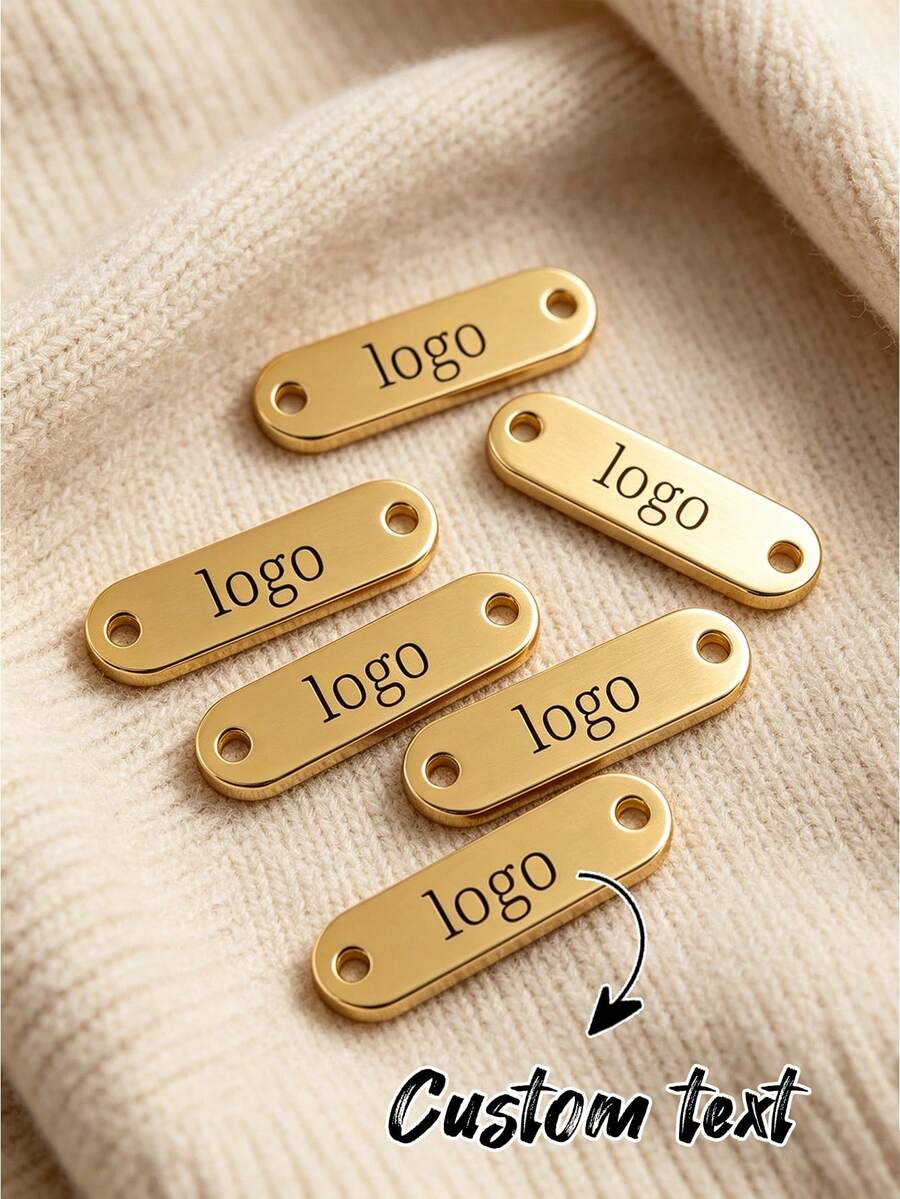 1/5/10/15pcs Engraved Buttons, Personalized Stainless Steel Tags, Used For Knitting, Product Labels, Name Tags, Clothing Labels | Supports Multiple Languages - Multicolor - View 1