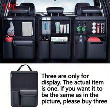 Black Leather Car Seat Back & Trunk Organizer - Multi-Pocket Design, Waterproof Surface, Durable, Heavy Duty, Easy To Clean, Suitable For SUV, Sedan And Hatchback, Can Hang And Store Miscellaneous Items - 1783 Leather Trunk Organizer - View 1