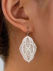 1 Pasang Anting-Anting Wanita Model Daun Berongga Gaya Bohemian, Cocok untuk Liburan dan Pemakaian Sehari-hari - daun - View 13