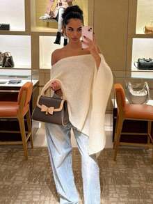 Women's New Autumn Knit Top Cover Up Elegant Vacation - White - View 3