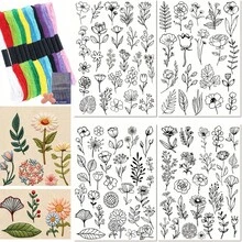 手工水溶性預印花刺繡圖案紙,適用於衣物、包包與帽子裝飾,可溶性花卉刺繡定型紙 - A298 - 查看 12