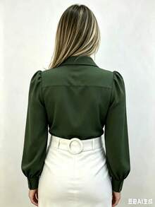 Women Blouses - Army Green - View 2