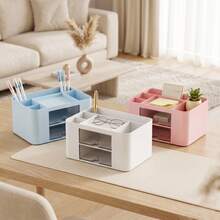 1pc Pink-Drawer-Desktop Storage Box, Cosmetic Storage Box, Desktop Organizer, Suitable For Desktop Storage, School, Home, Office Supplies Organization - Multicolor - View 5