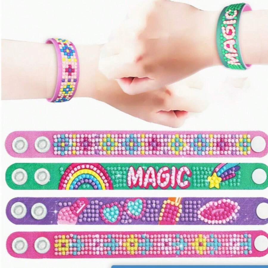 2 Sets 5D DIY EVA Diamond Painting Bracelets, Rhinestone Bracelet Handmade Kit, Mosaic Gemstone Sticker Bracelet Making Set, Creative Handmade Art Decor Gift - Sets - View 1