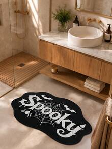 DAJIANG 1pc Halloween Horror Spider Web Bat Wave Welcome Doormat, Outdoor Carpet, Hallway Rug, Area Rug, TPR Backing Non-Slip Mat, Suitable For Bathroom, Indoor, Hallway, Bedroom, Living Room, Bedside, Machine Washable Easy Clean Entryway Mat Home Decor - Multicolor - View 7