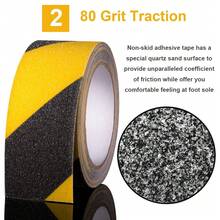 RELIANCER Anti Slip Grip Tape 4inx60ft Non Skid Tread Tape With High Traction Grit Yellow & Black Marking Self-Adhesive Tape Hazard Caution Warning Tape For Stairs Steps Deck - 2" Yellow & Black - View 3