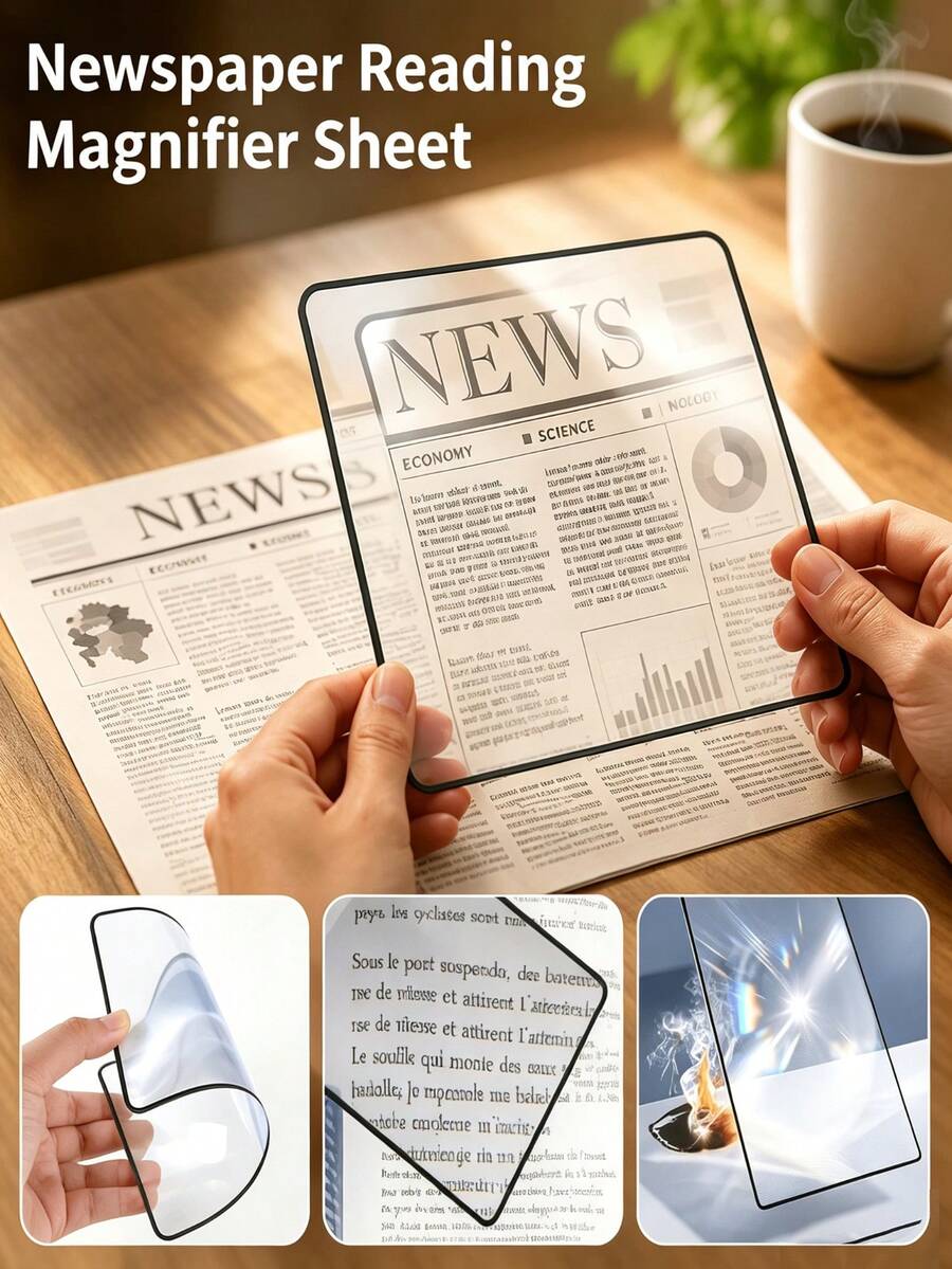 3X Page Magnifier Bookmark Magnifying Glass, Portable Transparent Magnifier For Reading, Office, Writing, Page Magnifier, Newspaper Reading Aid - Multicolor - View 1