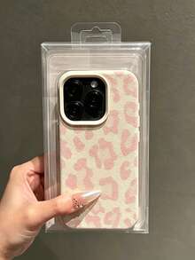 1PC Fashionable Cute Personalized Pink Asymmetrical Wavy Leopard Print Litchi Texture Soft Phone Case Compatible With IPhone 17/17 Pro/17 Pro Max/16/16 Pro/16 Pro Max/15/15 Pro/15 Pro Max/14/13/12/11 - Pink - View 4