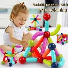 Magnetic Building Blocks Set Children's Toy Magnetic Rods And Magnetic Cubes Montessori Educational Toy Suitable For Boys And Girls - Multicolor - View 2
