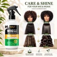 Goiple Wig Milk Leave-In Conditioner Spray Kit, 2 In 1 Wig Detangler & Moisturizer Infused With Tea Tree, Coconut & Aloe Extracts, For Human, Synthetic Hair Weave,Deep Moisturize Revive Locks,Tame Tangles,For Wig Care Enthusiasts Daily Styling & Maintenance - 8.45fl.oz護髮素+梳子 - 查看 6