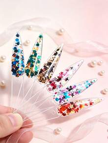 6-Grid Star Moon Cat Nail Glitter, Multi-Color Irregular Shaped Sequins Butterfly Heart Mixed Glitter, DIY Nail Decoration Material - Multicolor - View 3