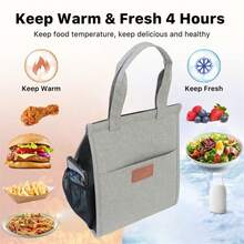 1 Pc Large Capacity Leakproof Insulated Handheld Oxford Cloth Cooler Lunch Tote Bag For Commute & Picnic - Multicolor - View 5