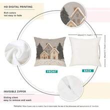 2pcs/Set 2D Flat Print Christmas Pillow Covers, Non-Embroidered Cottage Style Decorative Cushion Covers, Polyester Farmhouse Winter Pillowcases, Suitable For Bedroom Living Room Sofa, Non-Real Embroidery (Pillow Insert Not Included) - Multicolor - View 8