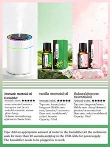 180ml Mini Car Humidifier With Romantic Colorful LED Ambient Night Light, Large Mist Output, Quiet Operation, Auto Timer, 2 Working Modes, Compatible With Essential Oils (6 Fragrance Options), Car And Home Dual-Use Ultrasonic Aromatherapy Diffuser, Compact And Portable, USB Powered, Suitable For Car, Office, Bedroom, Living Room, Study, Bathroom - A - View 25