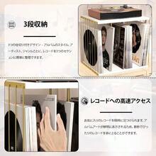 レコード 収納 金属＆木製 レコードラック ヴァイナルレコードホルダー 80 枚収納可能 3 コンパートメント レコードスタンド レコードプレイヤースタンド 雑誌・本・ファイル・アルバム収納兼用 レコード棚 cd 飾り対応 (ブラック) - ホワイト - チェックする 4