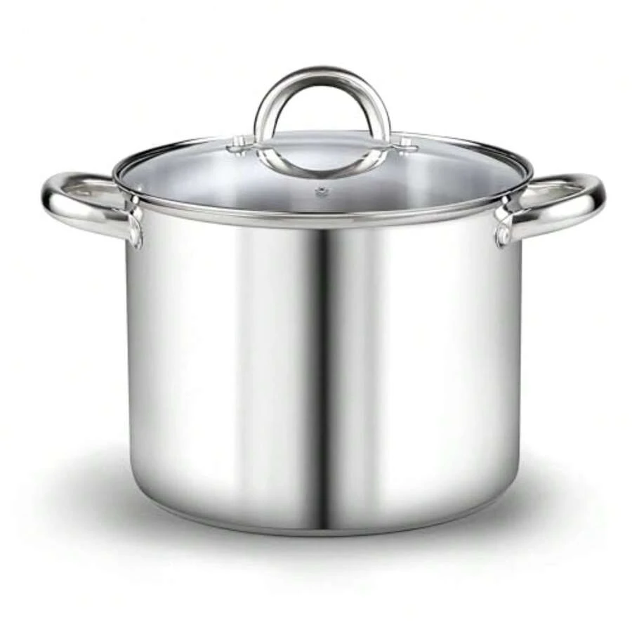 Cook N Home - Olla de sopa con tapa, Basics de acero inoxidable, 12 cuartos de galón - Ver 1