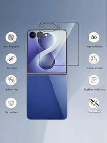 1 buah, Kompatibel dengan Galaxy Z Flip 8/7/6/5, Pelindung Layar Kaca Tempered Definisi Tinggi Cakupan Penuh, Film Kaca Tempered Kekerasan 9H - Clear - View 4