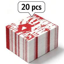 40PCS/20PCS Bloody Handprint Square Paper Napkins – Disposable Halloween Party Tableware & Festive Decor,Halloween Decor,Halloween Home Decor - A - View 5