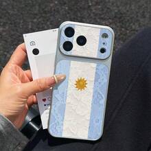 1pc Lace Sun Flag Soft Case Compatible With Apple 17ProMax/16Pro/Large Window Leather Texture/15/14 - Clear - View 4