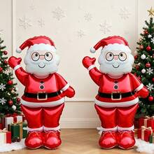 1/2pcs 154.94cm Standing Santa Claus Foil Balloon 3D Decoration Christmas Atmosphere Decor Large Balloon Holiday Atmosphere Decoration Indoor Outdoor Setup - Waving Santa Claus - View 6