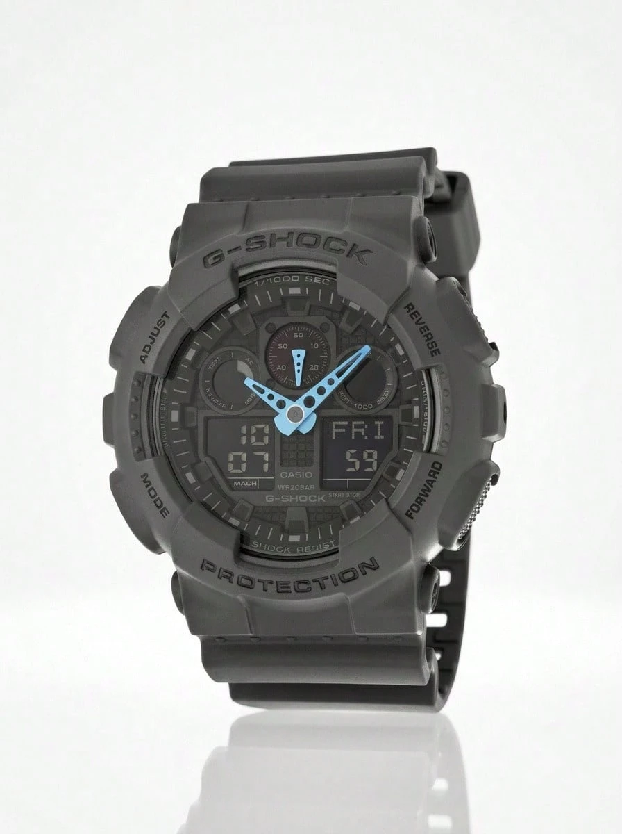 Casio 卡西欧 指针/数字双显男士手表 GA100C-8ACR - 灰色 - 查看 1