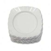 Kit de 30 Pratos de Plastico Para Sobremesa Reutilizavel Resistente Para Festas Eventos Enxoval - Branco - Visão 1