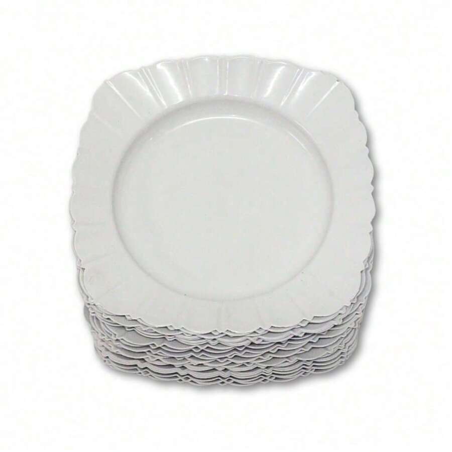 Kit de 30 Pratos de Plastico Para Sobremesa Reutilizavel Resistente Para Festas Eventos Enxoval - Branco - Visão 1
