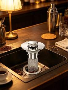 1/2/3 Packs Stainless Steel Pop-Up Sink Drain Stopper With Removable Filter Basket, Fits Bathtub/Shower Drain Cover, Collects Hair, Easy Snap-In Replacement Plug To Clear Clogs (No Chemicals/Easy To Clean) Prevents Clogs And Jewelry Loss - Multicolor - View 5