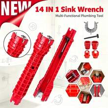 14-In-1 Multi-Function Sink Wrench Universal Bathroom Installation Tool Multi-Purpose Water Pipe Faucet Disassembly Wrench Home Water And Electricity Repair Manual Tool Bathroom Water Pipe Installation Tool Suitable For Bathroom And Kitchen Maintenance Bathroom Sink Faucet Industrial Manual Tool Sink Maintenance Plumbing Tool Easy To Use Tool - 14-in-1 - View 2