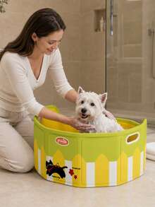 1pc Foldable Pet Bath Tub, Portable Dog Bathtub, Space-Saving Easy Storage, Dual Side Handles For Easy Movement, Suitable For Dogs, Puppies, Cats And Other Pets Daily Bathing, Cleaning, Grooming, Soaking And Water Play, Indoor Bathroom, Shower, Balcony, Yard, Travel, Camping And RV Multi-Scenario Use, Unfold To Use, Foldable For Storage After Use, Suitable For Small Households - A - View 3