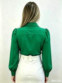 Women Blouses - 綠色 - 查看 2