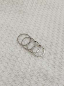 Tkool 4pcs Minimalist Stainless Steel Polished Plain Band Knuckle Rings Set For Women - Silver - View 4